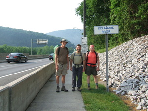 Appalachian Trail Gary, Jamie, & me. North end of the Delaware Water Gap bridge. I-80 Appalachian Trail Gary, Jamie, & me. North end of the Delaware Water Gap bridge. I-80