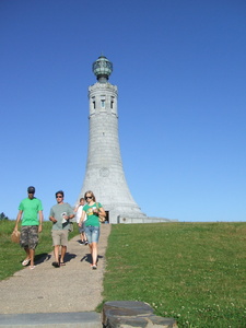 Appalachian Trail Hikers with Mount Graylock Tower Appalachian Trail Hikers with Mount Graylock Tower