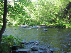 Appalachian Trail Ford, with rope over Big Wilson Stream. I was glad I had my scuba boots. This ford can be the most difficult in Maine. Appalachian Trail Ford, with rope over Big Wilson Stream. I was glad I had my scuba boots. This ford can be the most difficult in Maine.