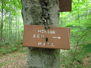 Appalachian Trail Sign at trail to Pleasent Street, Monson, Maine Appalachian Trail Sign at trail to Pleasent Street, Monson, Maine