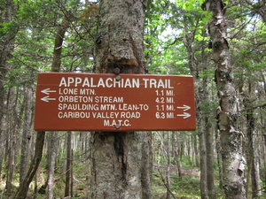 Appalachian Trail Sign at Mt. Abraham Trail Appalachian Trail Sign at Mt. Abraham Trail