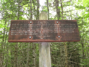 Appalachian Trail 100 Mile wilderness warning sign